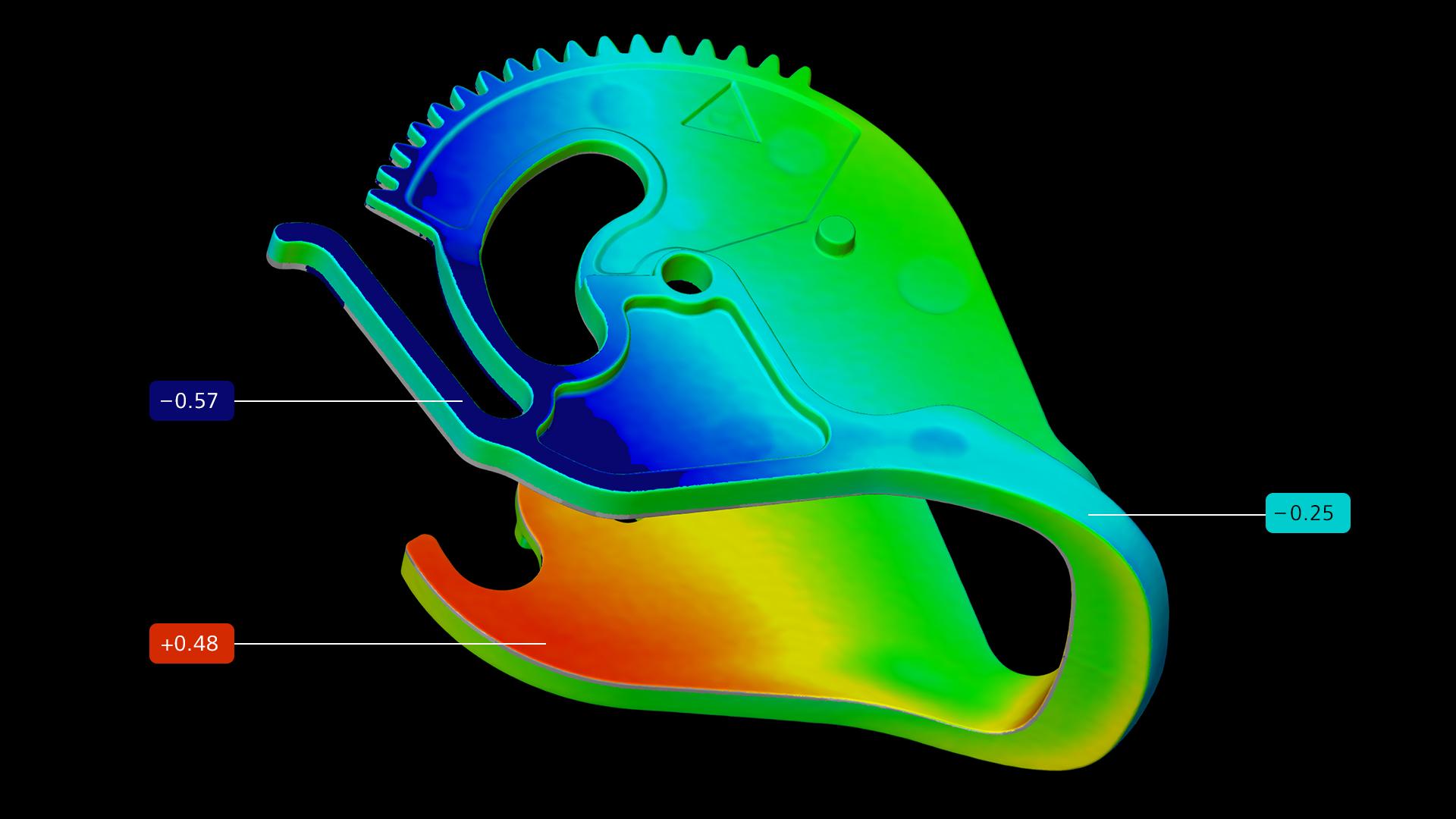 Vergelijking tussen nominaal en werkelijk in ZEISS INSPECT X-Ray