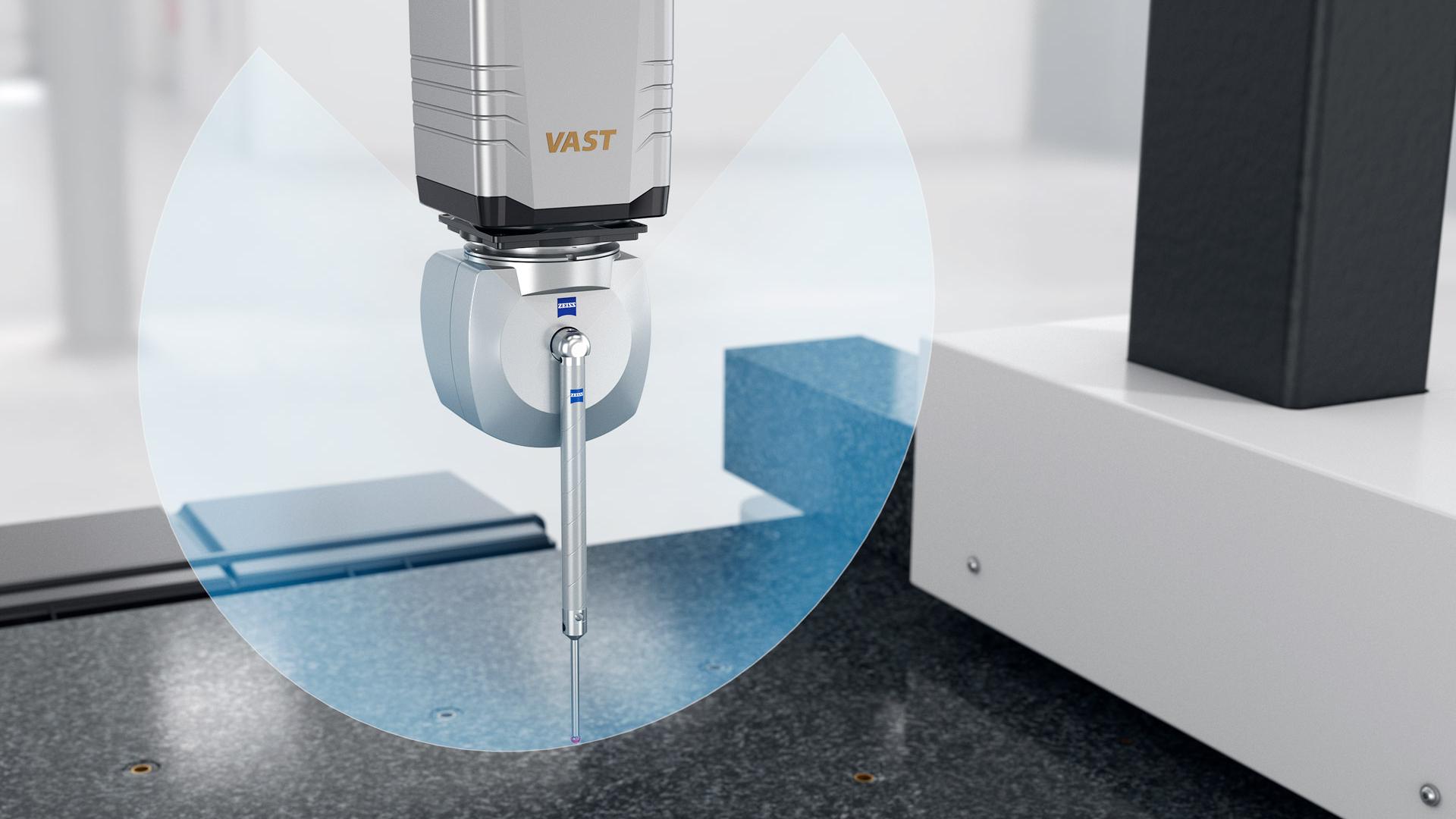 Dankzij de combinatie met de zeer nauwkeurige ZEISS VAST gold-meetkop garandeert de stabiliteit van de verstelbare stylus een hoge nauwkeurigheid.