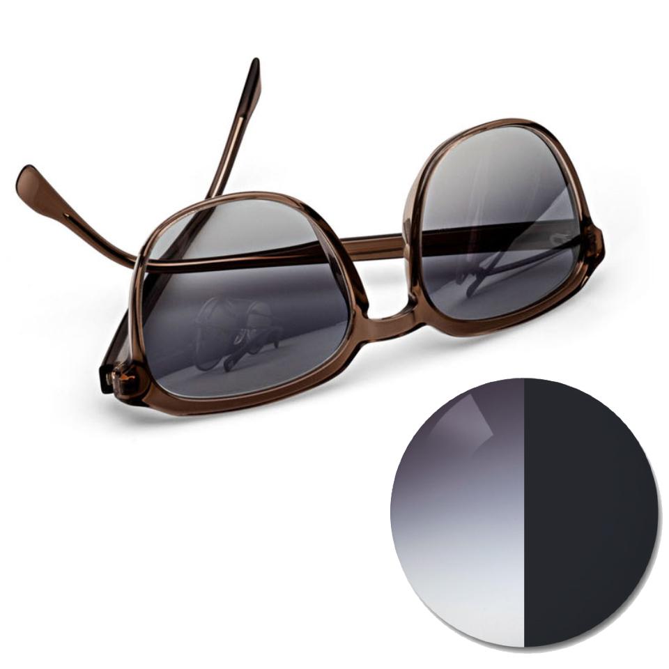Bril met ZEISS AdaptiveSun gradient grijs en een kleurstip in lichte en donkere tint