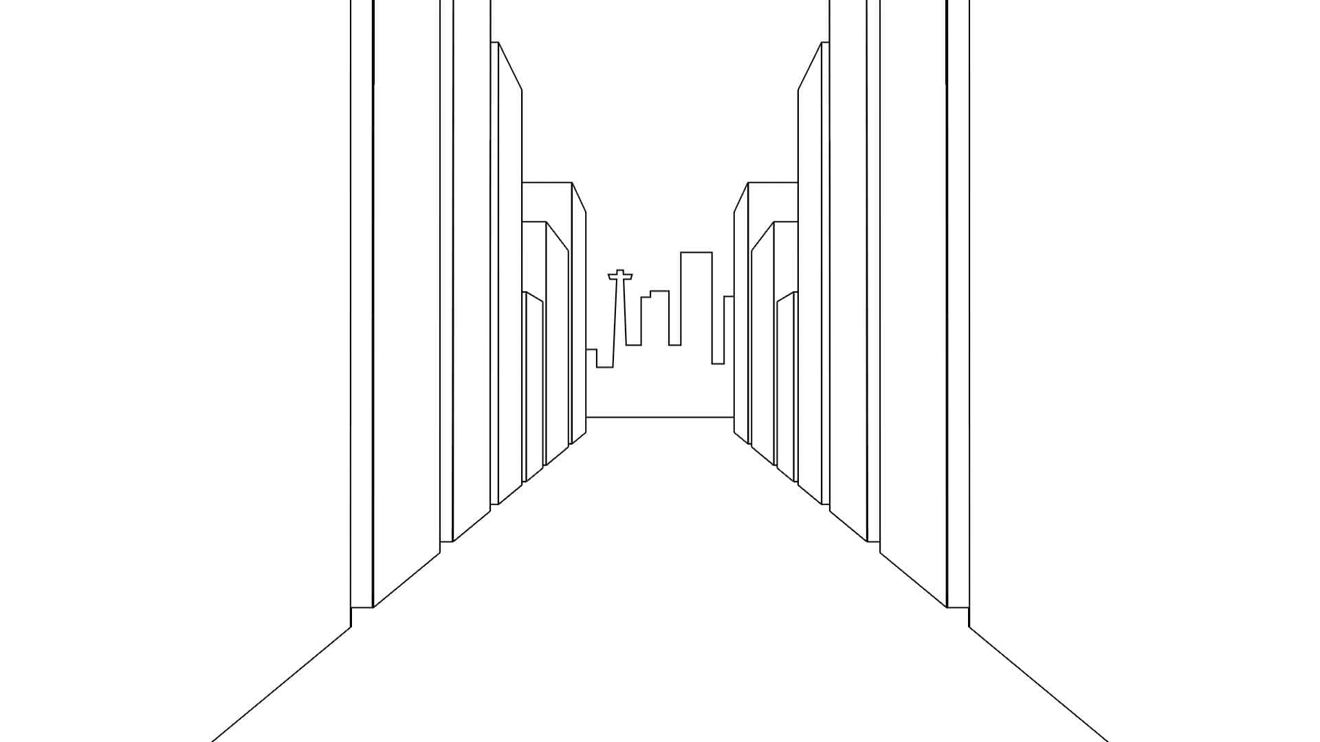 Le point de vue de quelqu’un qui marche dans une ville illustrée avec un smartphone qui apparaît.